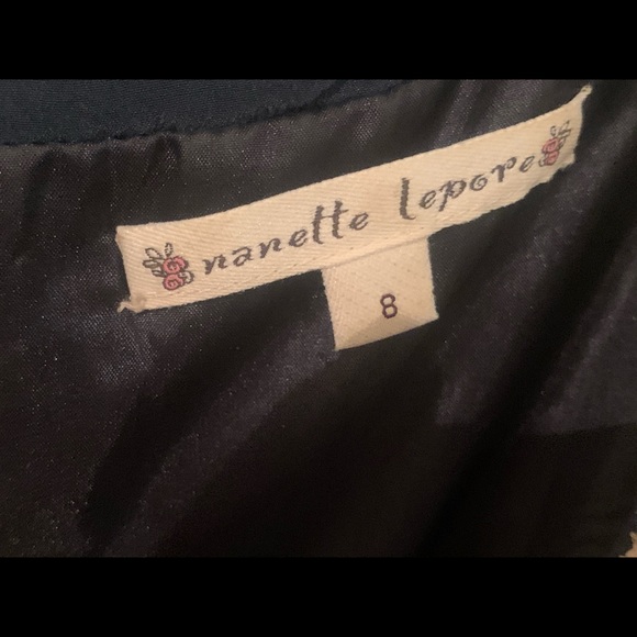 Navy and gold beaded silk dress with rosettes. - Picture 3 of 9